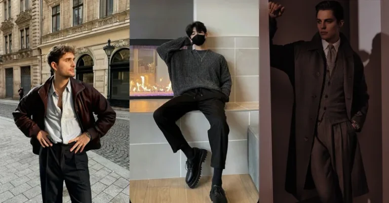 dark academia fashion men, photo collage