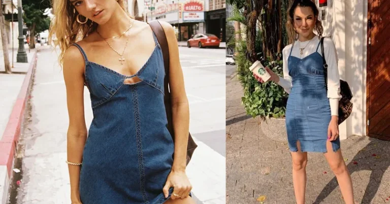 Denim Dress Outfit I Decide By the Day 7 denim dress outfit, photo collage