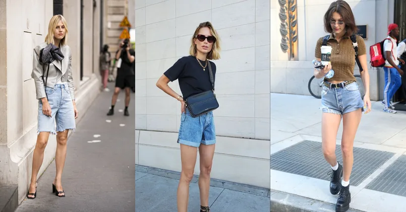 denim shorts outfit ideas, photo collage
