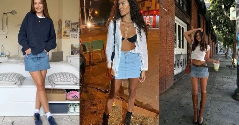 Denim Skirt Outfit I Change With the Shoe 9 denim skirt outfit, photo collage