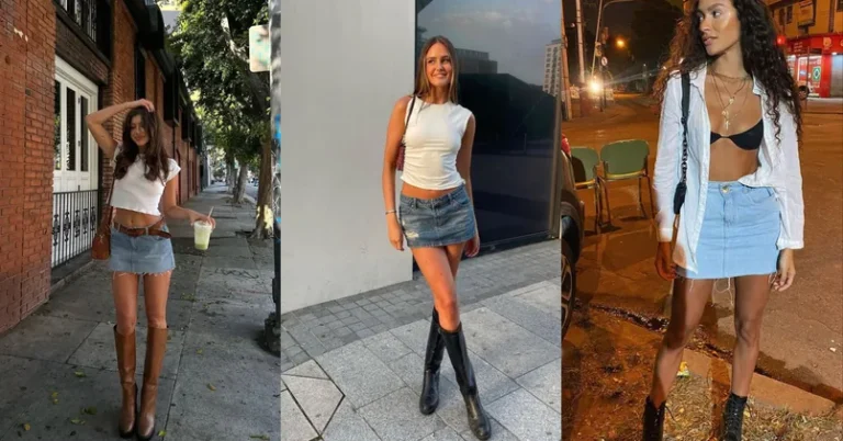 Denim Skirt Outfit I Change With the Shoe 9 denim skirt outfit, photo collage