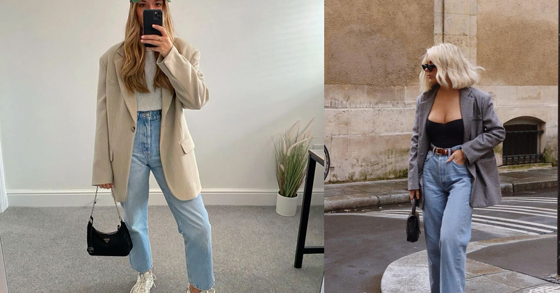 Blazer outfits collage showing oversized and fitted styling options