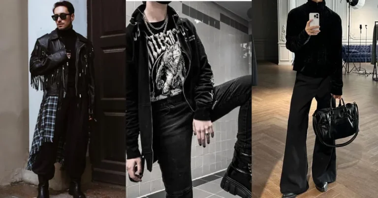 goth men fashion, photo collage