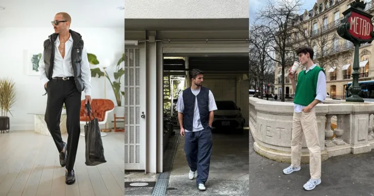 How to Wear a Vest: Mens Outfit Combinations That Work 6 mens fashion with vest, photo collage