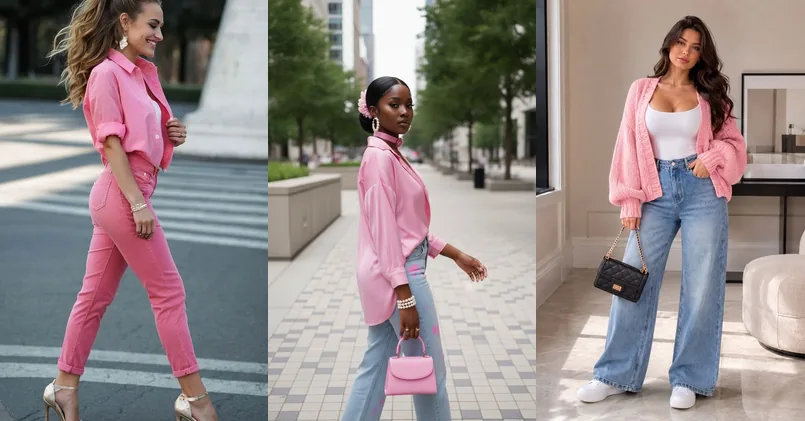Home 2 pink aesthetic fashion, photo collage